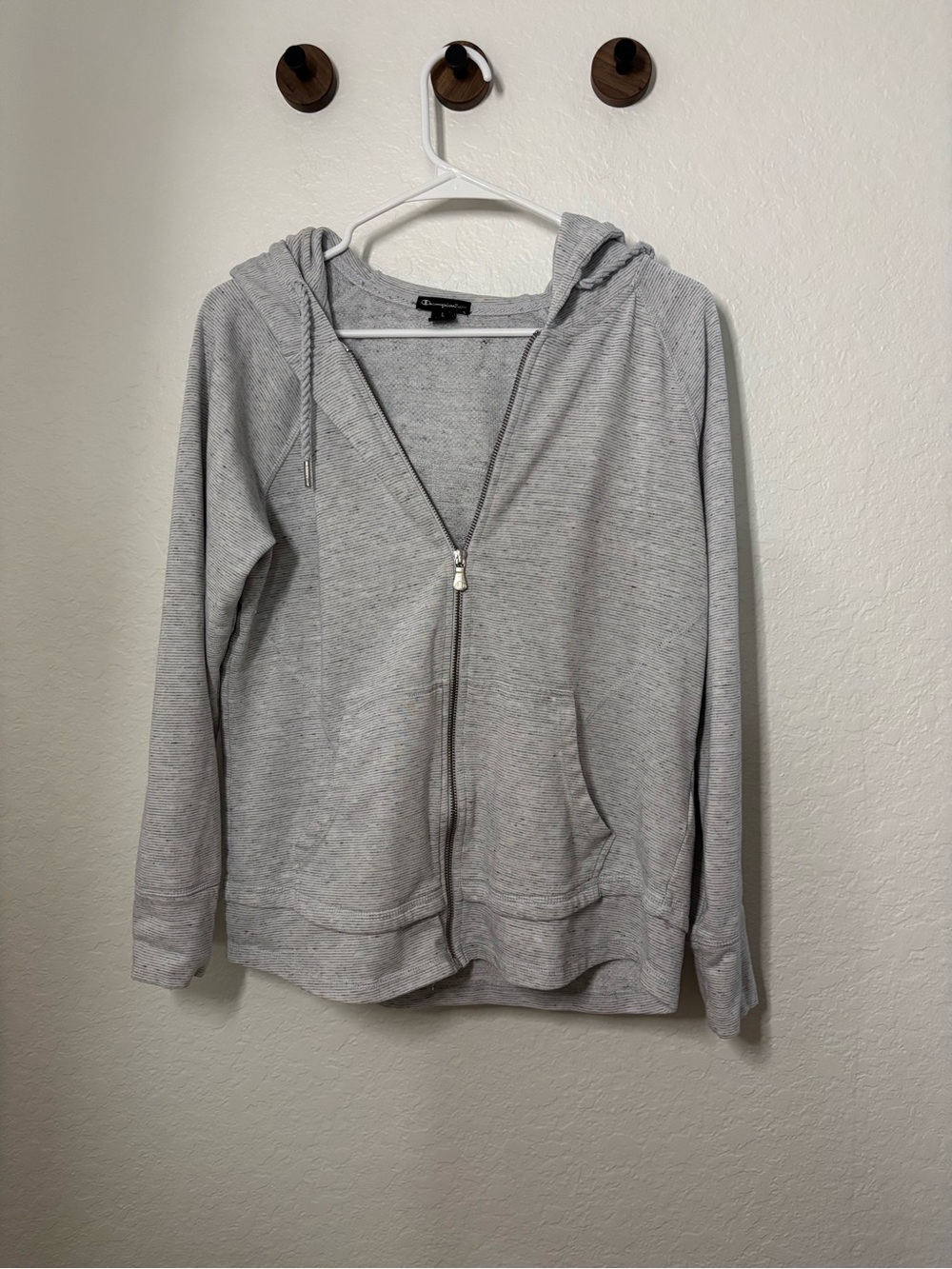 Champion Light Gray Zip-Up Hoodie